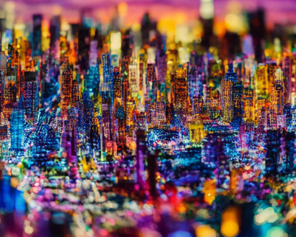 Colorful Abstract Cityscape with Bokeh Light Effects