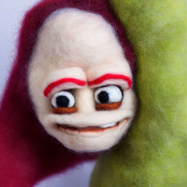 Colorful Felted Wool Creation with Whimsical Face