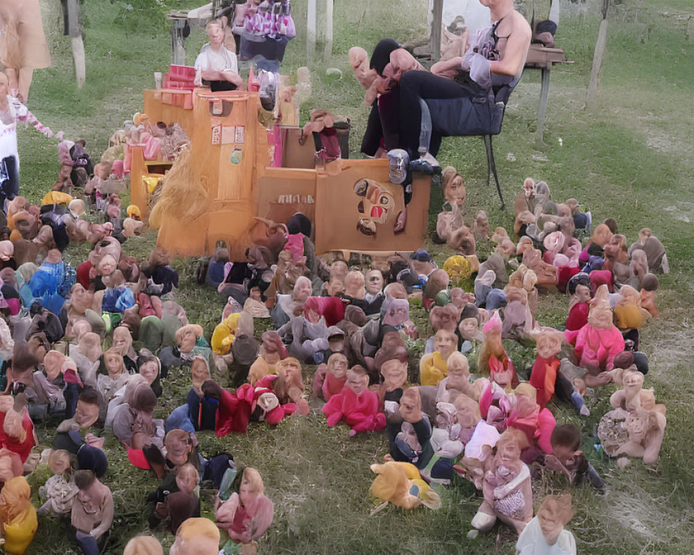 Children Engaged in Outdoor Puppet Theater Show