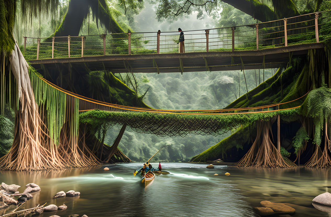 A living root bridge in Meghalaya, India