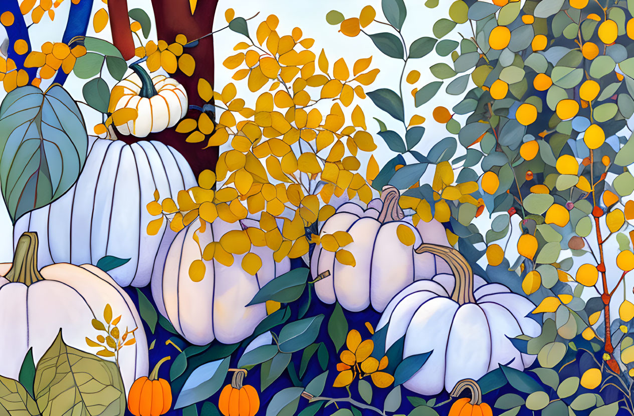 Goldenrod and pumpkins