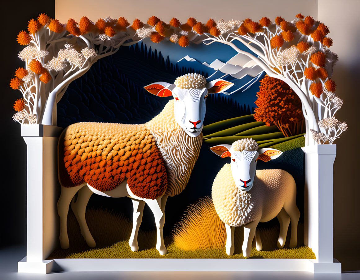 Sheep gazing out from a meadow