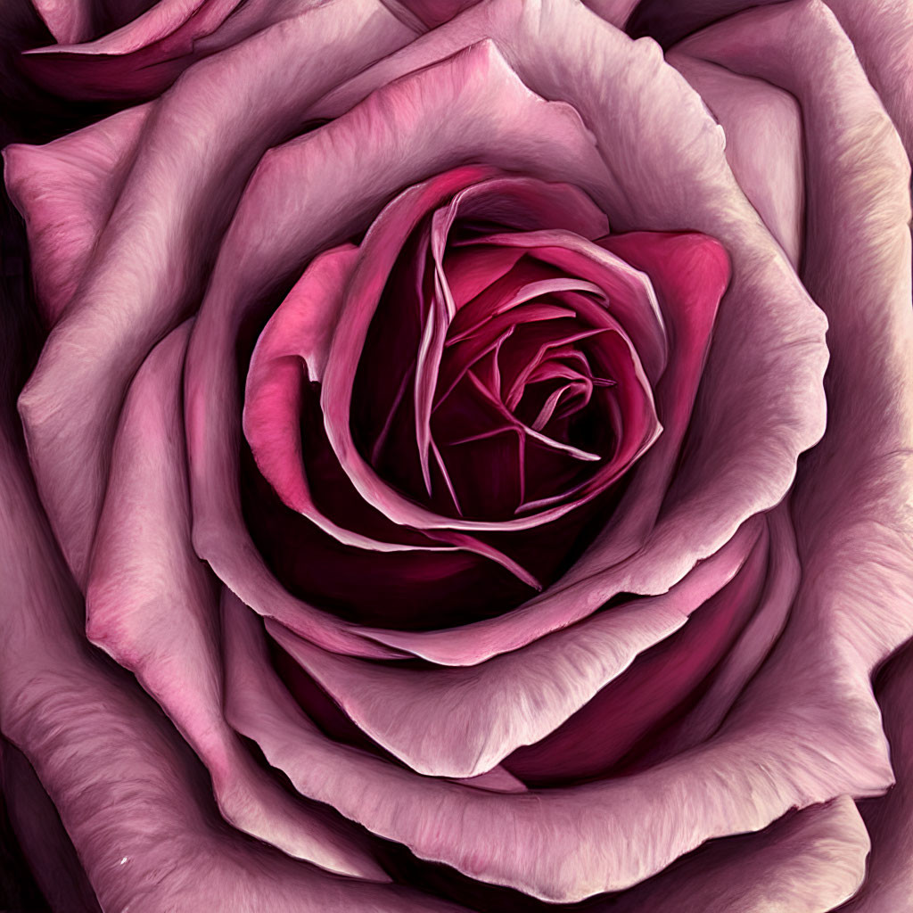 Detailed View of Spiral Pattern Pink Rose Petals
