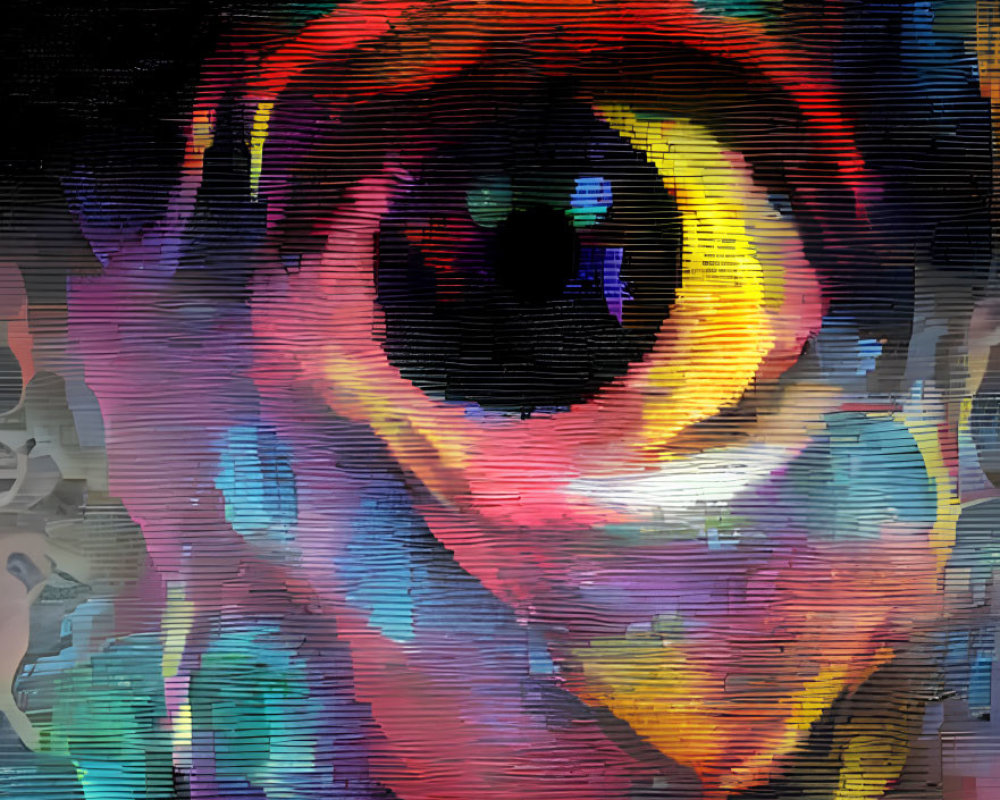 Vivid Abstract Eye Artwork with Brushstroke Effects