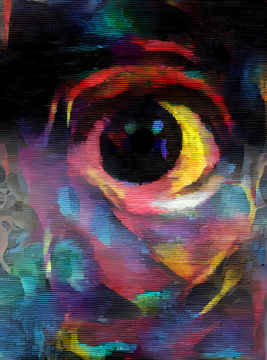 Vivid Abstract Eye Artwork with Brushstroke Effects