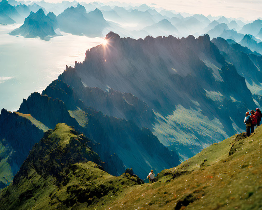 Hikers Witness Stunning Sunrise Over Mountain Peaks