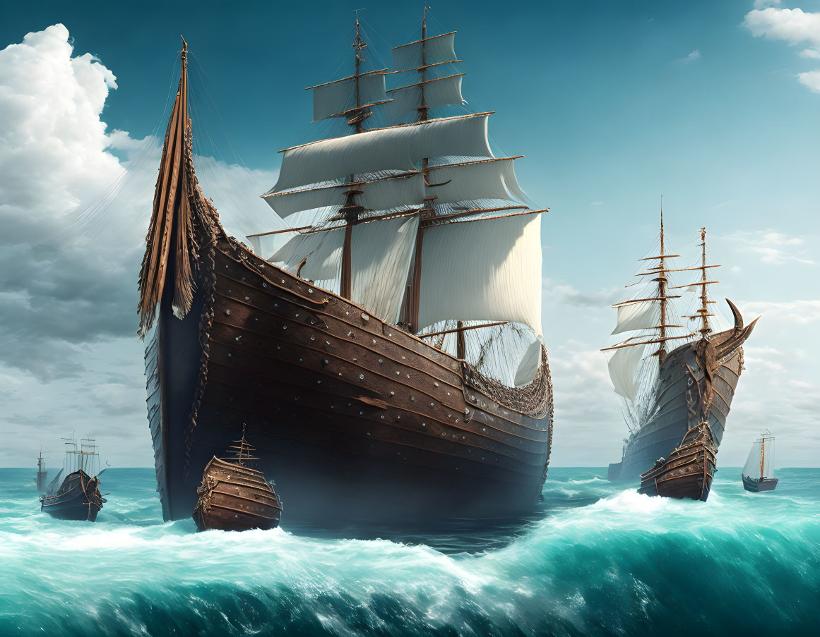 Vikinger überqueren das Meer.