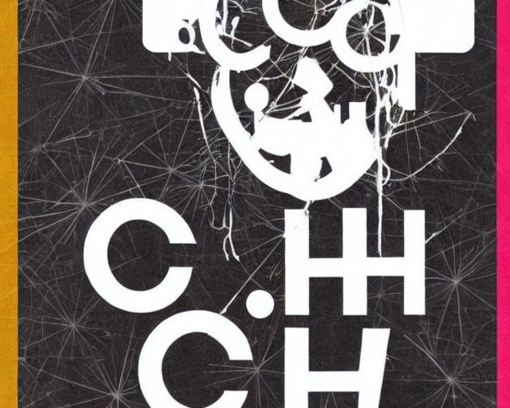 Abstract White Face Graphic Design with Geometric Patterns and "C.H" Letters