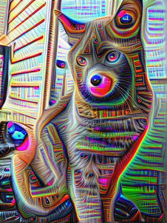 Cat with heavy deep dream style #2