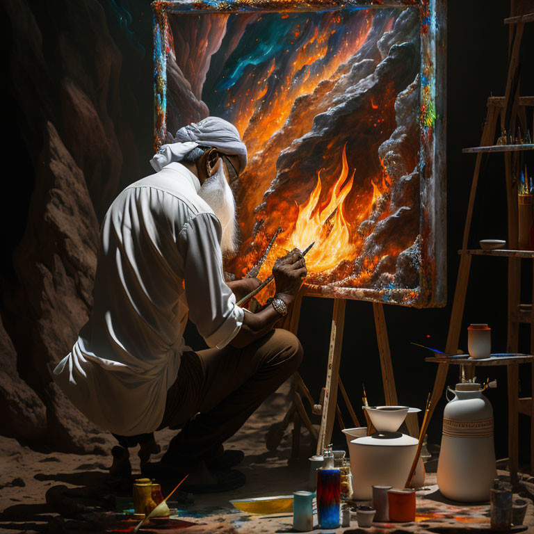 Man Painting A Fire 2