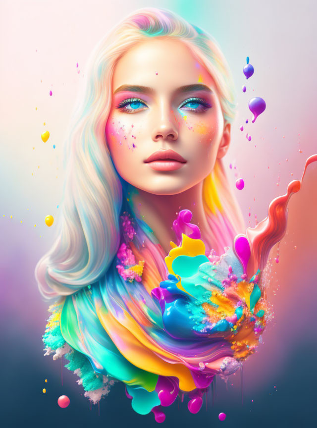Girl in Splash of Painting 3