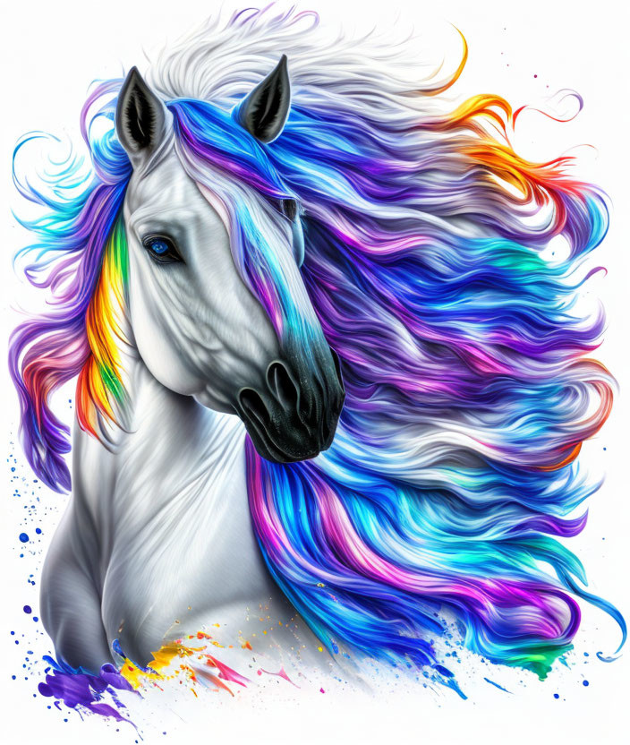 Horse with Colorful Mane