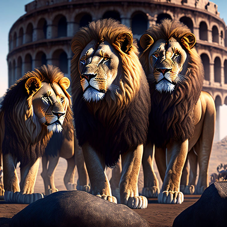 Lions at a Coliseum