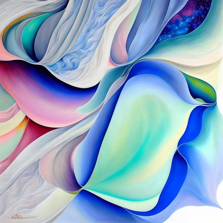 Abstract Artwork: Flowing Forms in Cool Blue Shades
