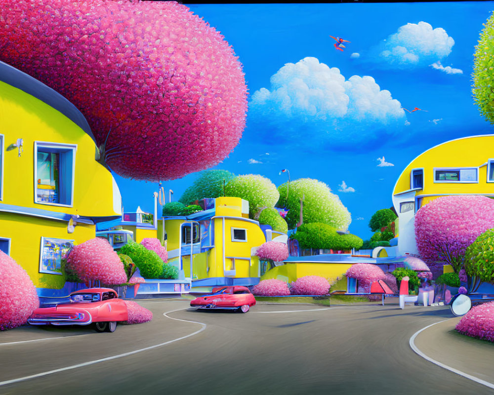Vibrant Animated Street Scene with Colorful Elements