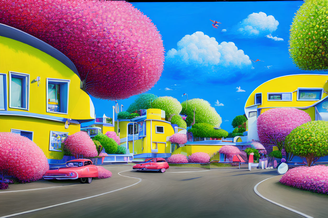 Vibrant Animated Street Scene with Colorful Elements