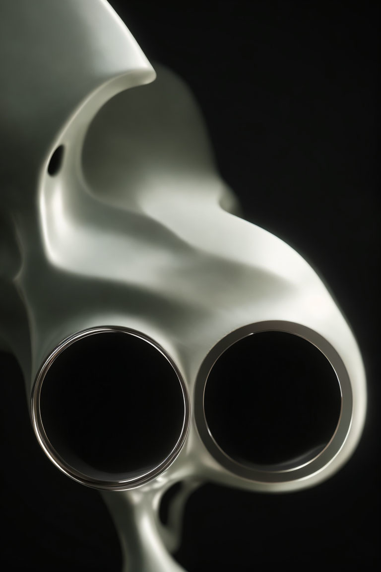 Double-barrel shotgun muzzles close-up on black background