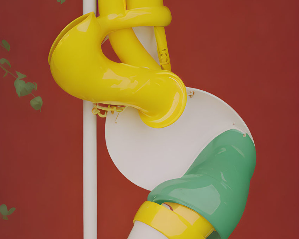 Colorful Twisty Playground Slide on Red Background