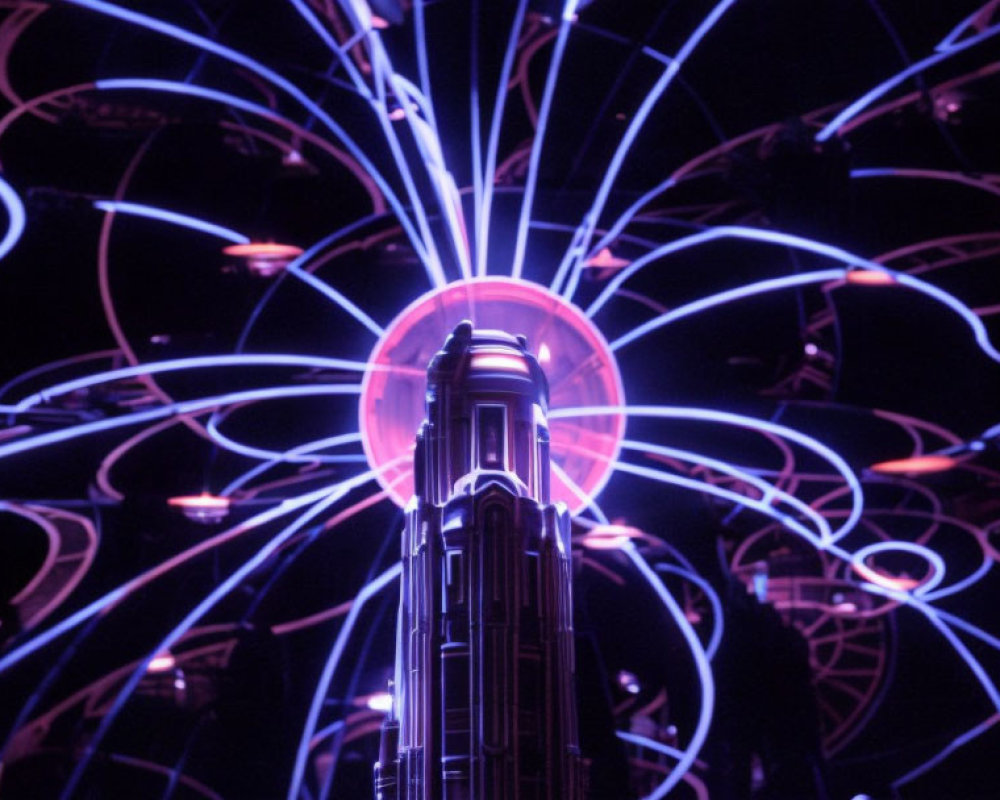 Vibrant Purple and Pink Electric Streams in Plasma Globe