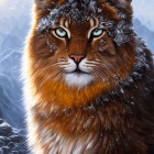 Regal tiger in snowy landscape with intense gaze
