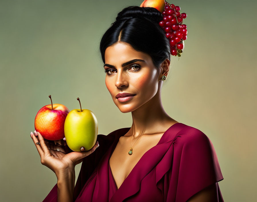 Portrait with fruits by AI