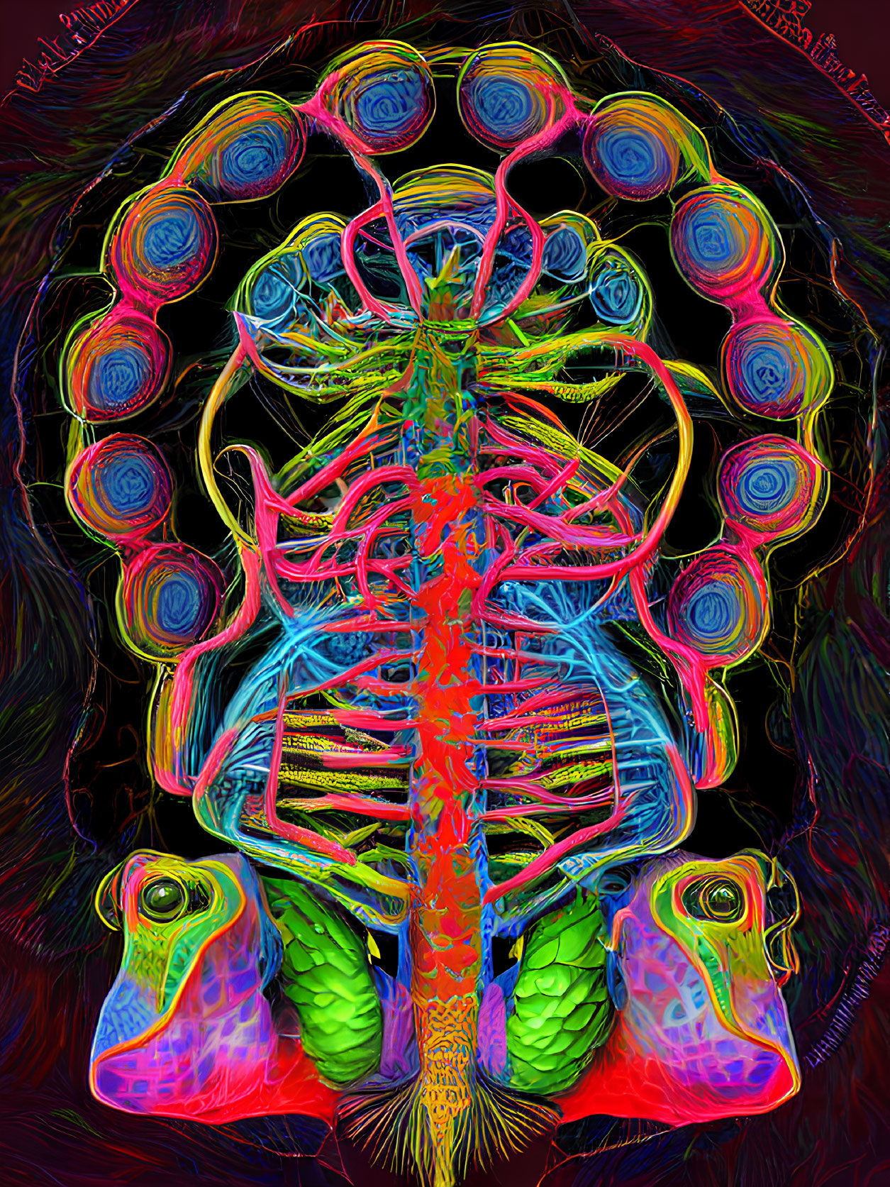 Vibrant Artistic Representation of Cardiovascular and Respiratory Systems