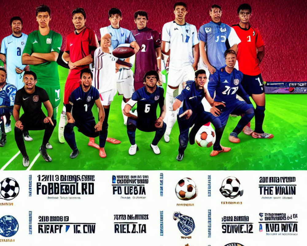 Collage of Soccer Players in National Team Jerseys