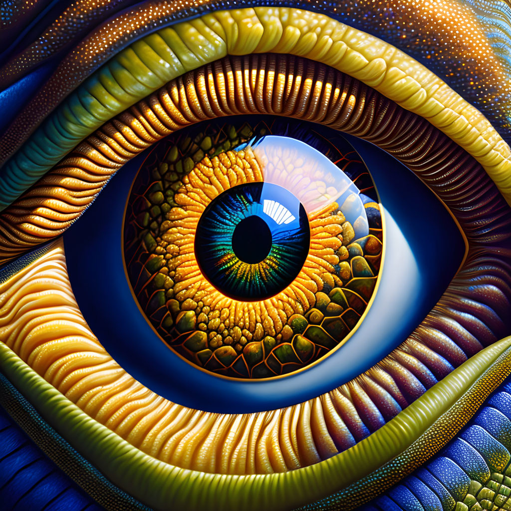 Detailed Colorful Eye Illustration with Intricate Patterns and Textures