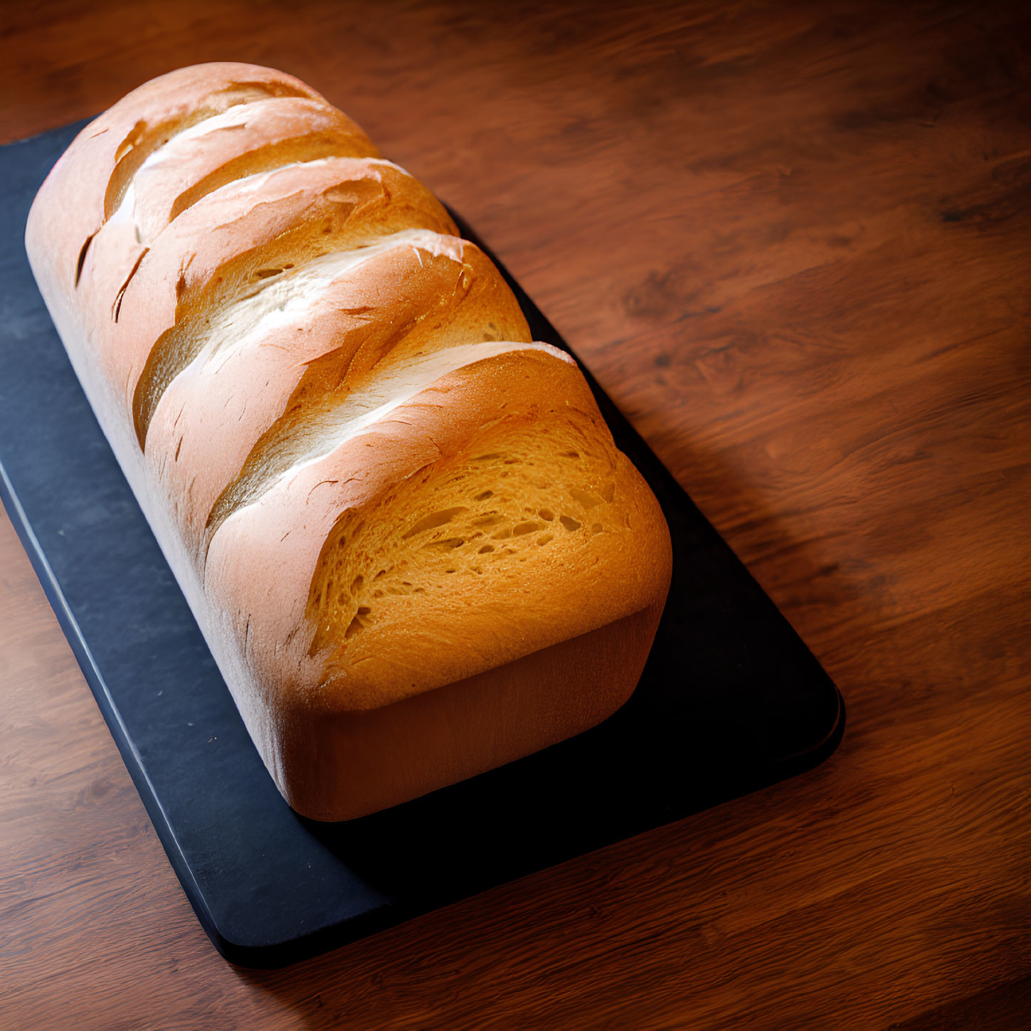 Sliced White Bread Loaf on Black Cutting Board