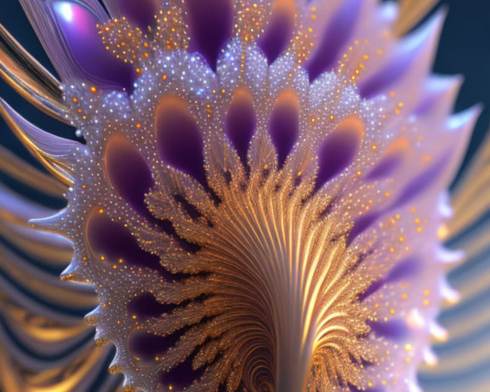 Intricate Golden 3D Fractal with Spiraling Patterns