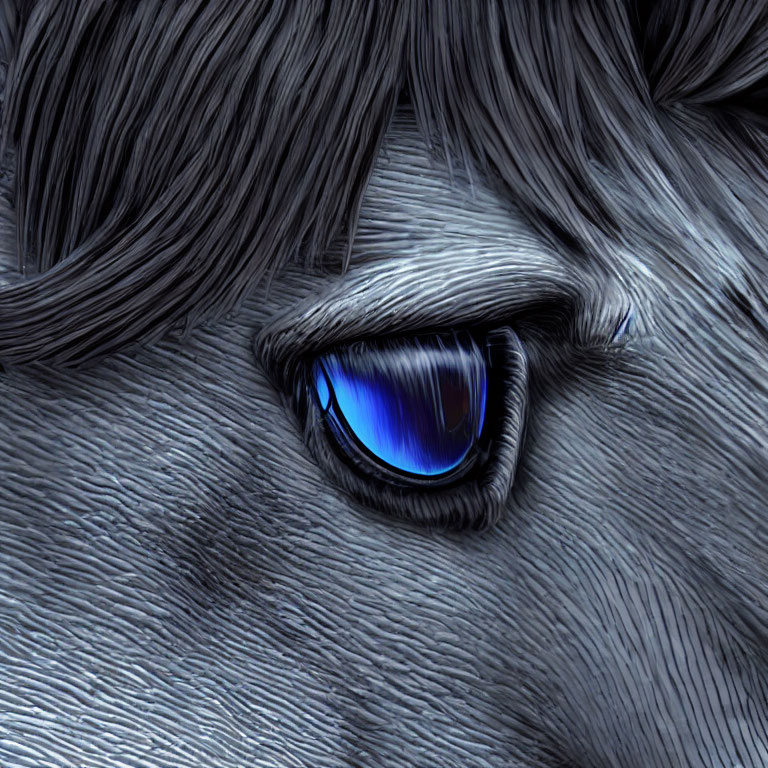 Detailed textured blue eye illustration with dark flowing lines.