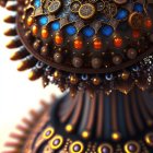 Detailed Steampunk-Inspired Spherical Object with Gears & Gemstones