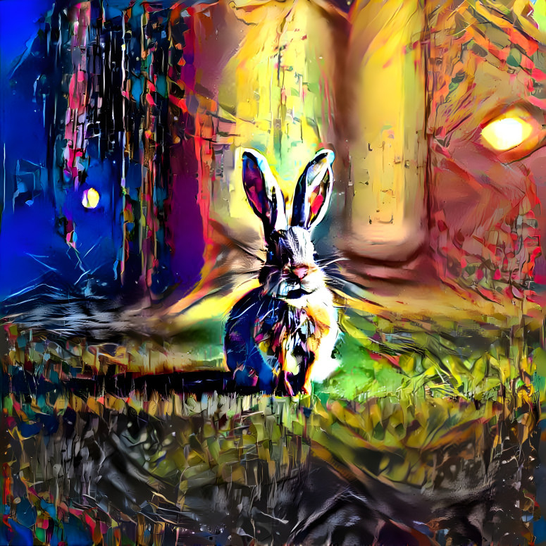 An illustration of a rabbit on a canvas