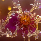 Detailed Close-Up of Jeweled Flower with Glassy Petals and Dewdrops