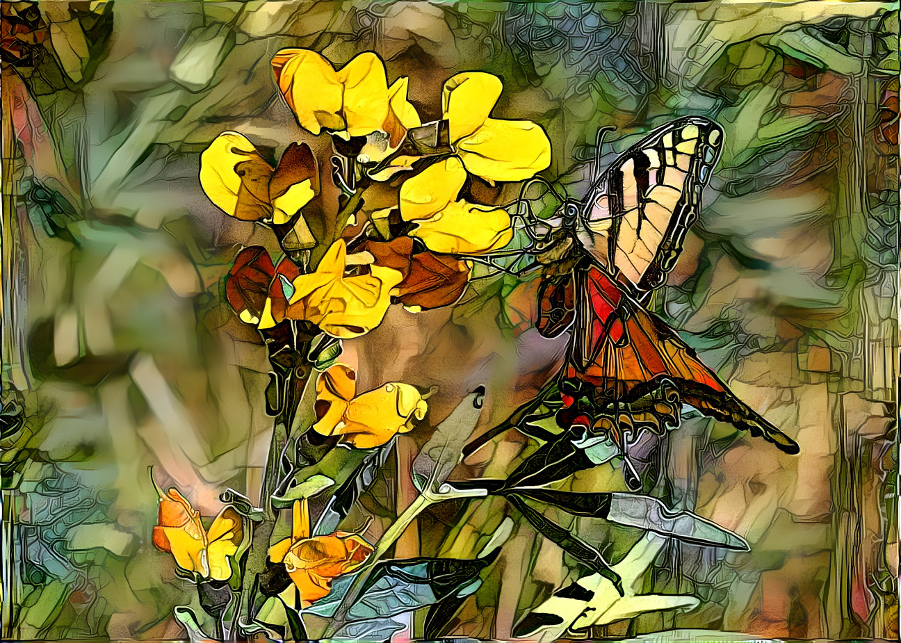 Swallowtail butterfly on Spring flowers