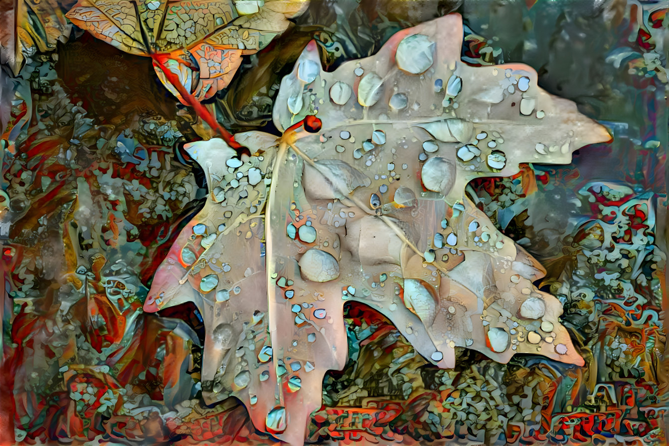Leaf by the waterfall