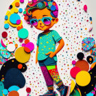 Colorful child with glasses in vibrant illustration