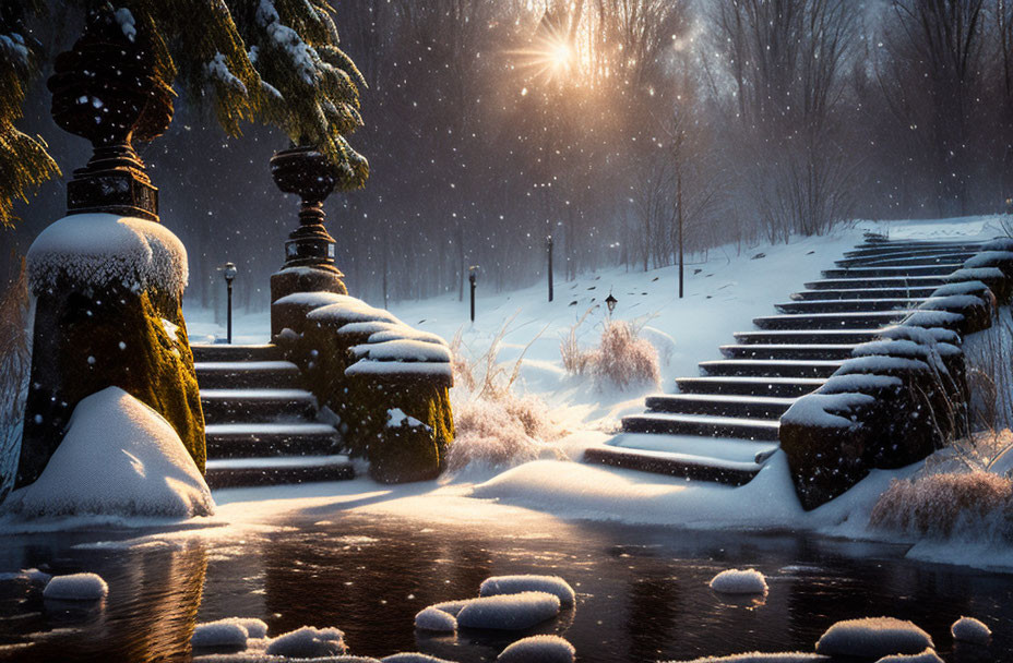 Snowy Staircase at the Ruins