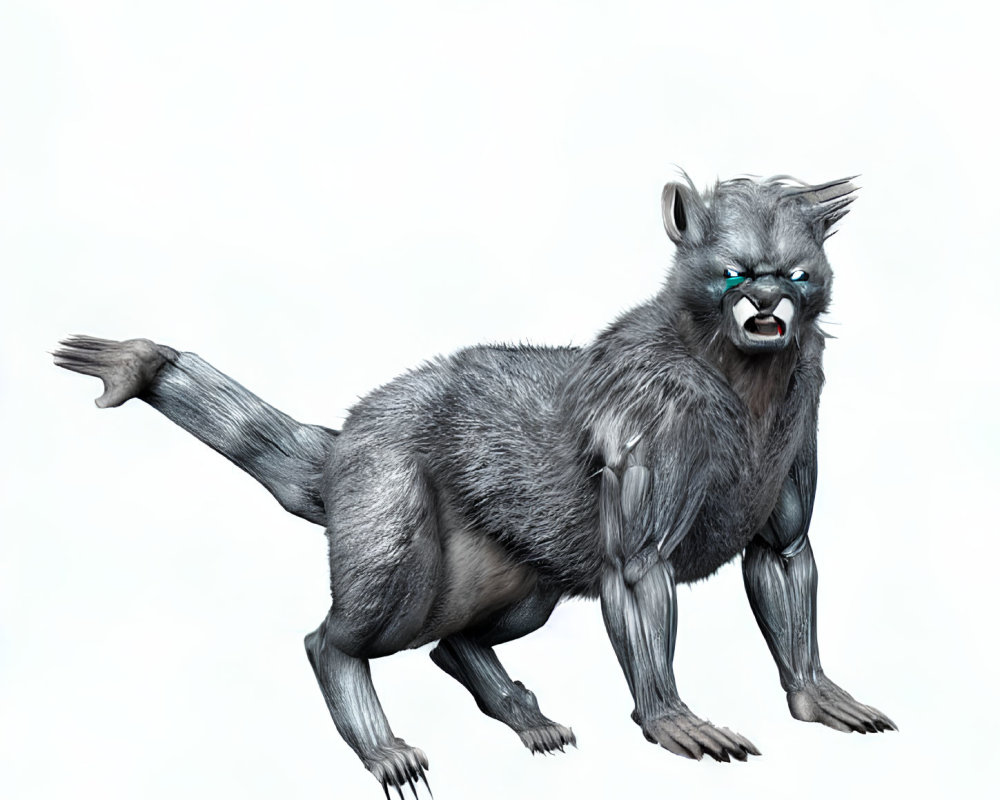 Digital Artwork: Mythical Wolf Creature with Oversized Front Limbs