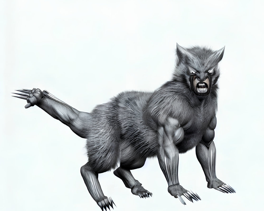 Illustration of humanoid with wolf head and beastly lower body