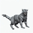 Illustration of humanoid with wolf head and beastly lower body