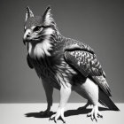 Mythical creature: Wolf-Owl hybrid with beaked face & feathered body