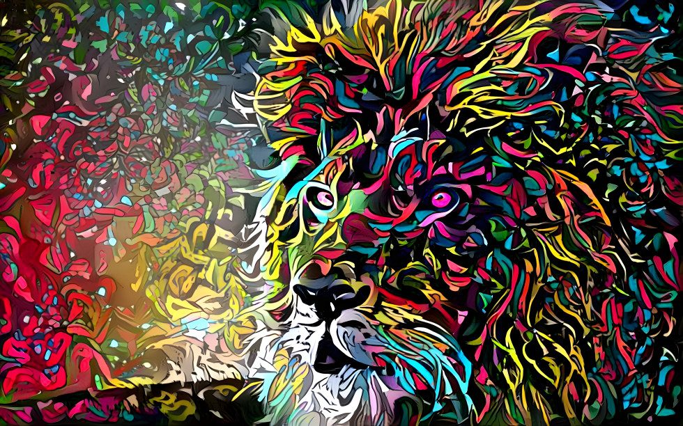 Multicolored lion