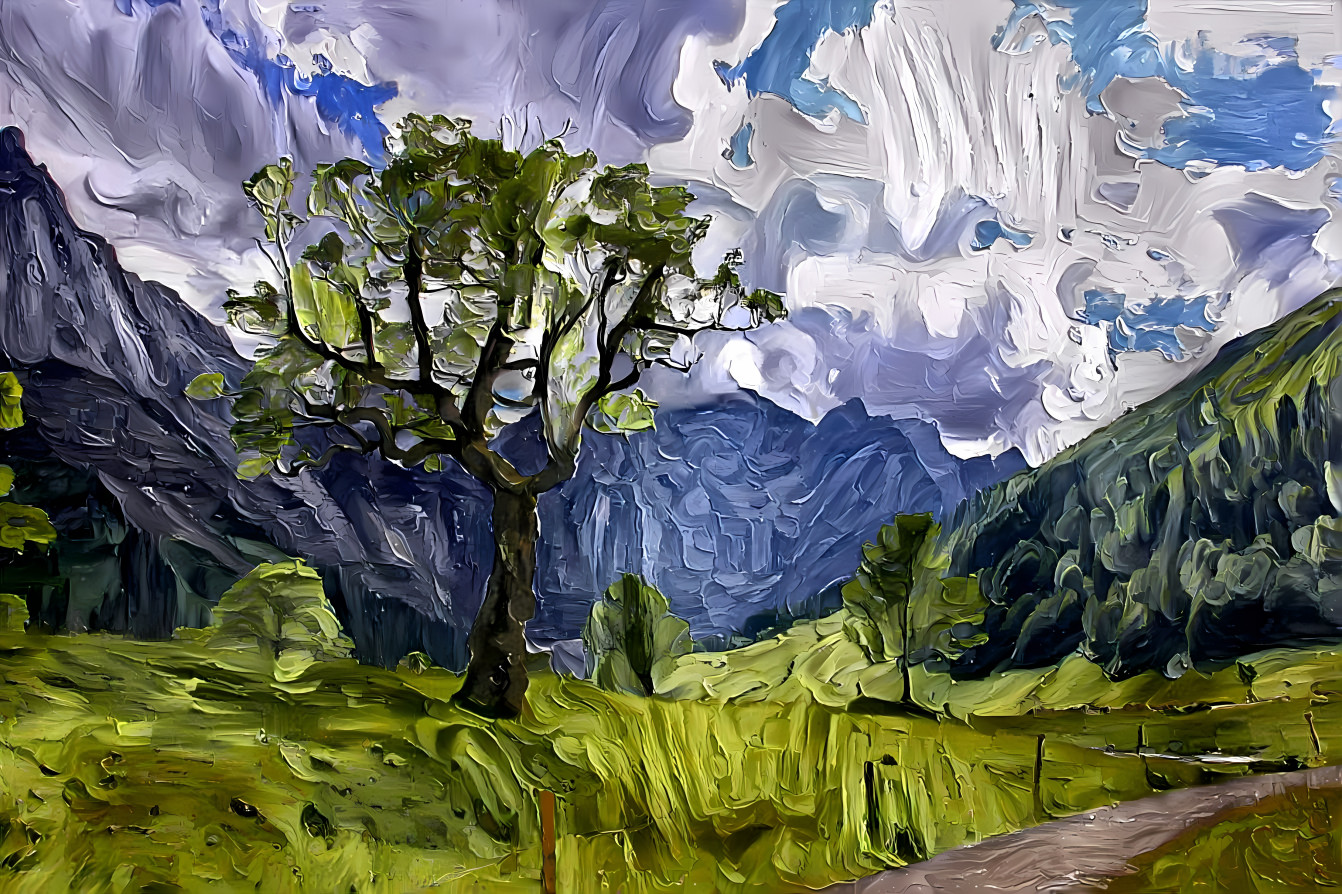 Painted tree with landscape 2