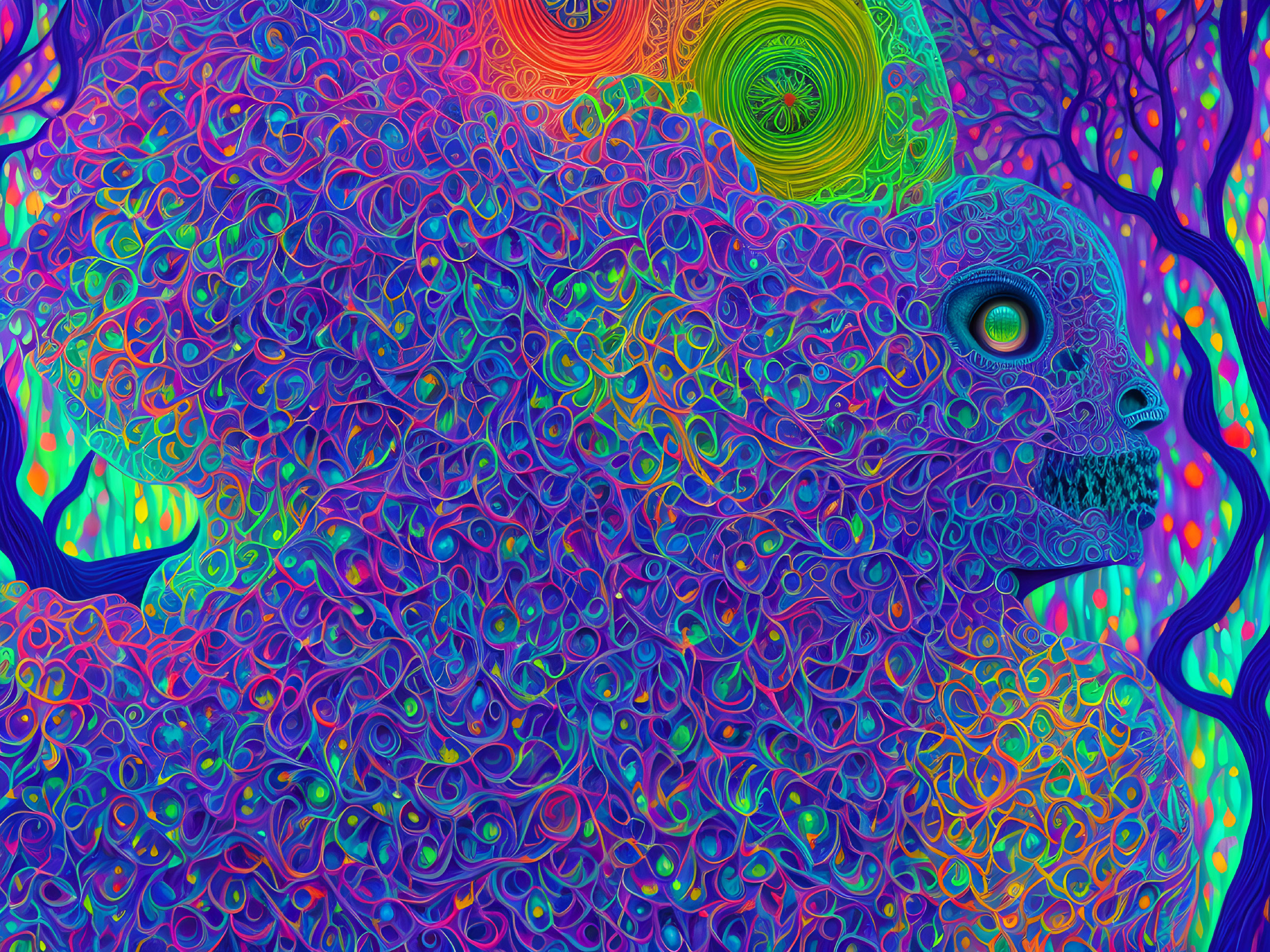 Colorful Abstract Skull Art with Psychedelic Patterns