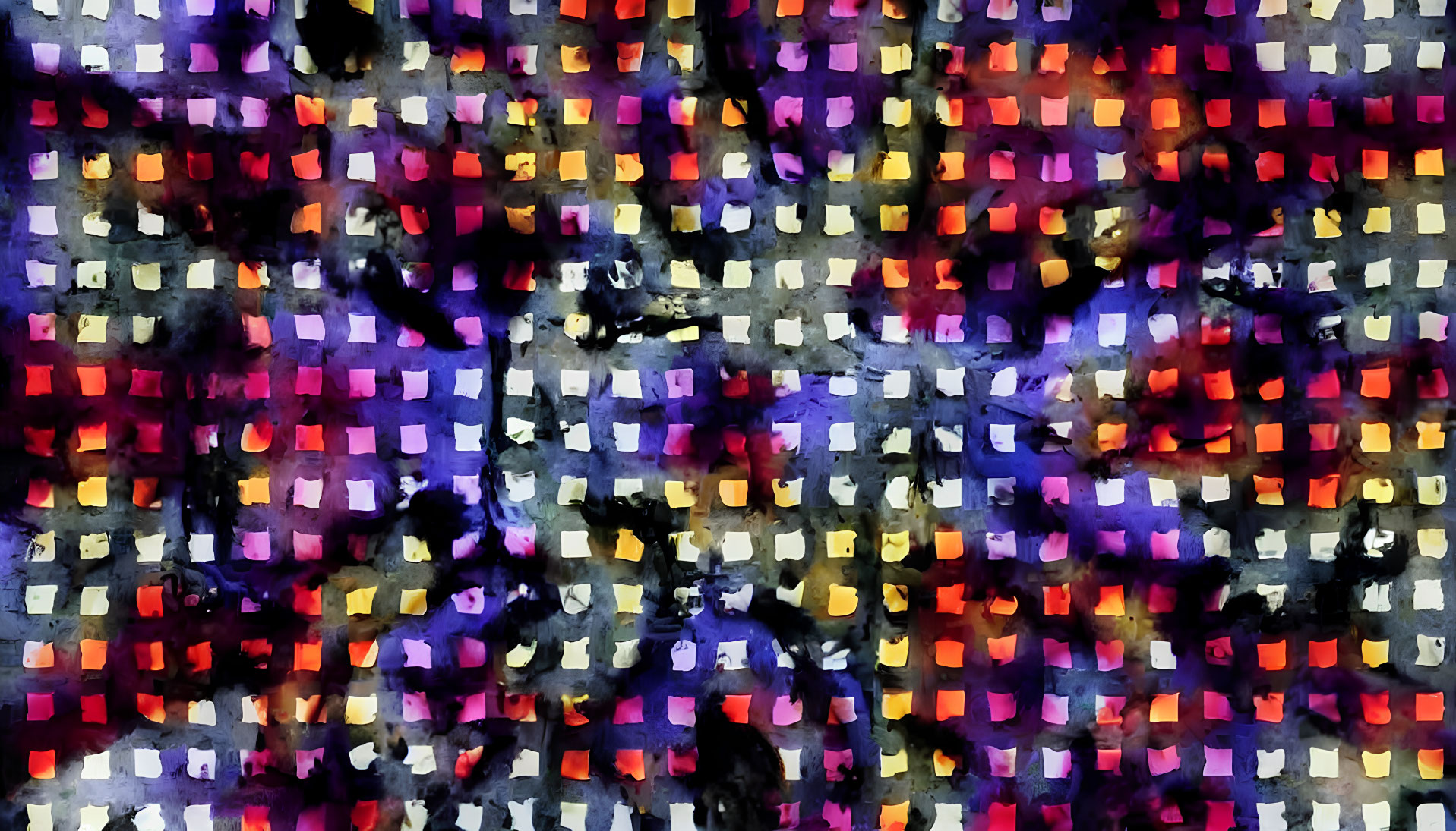 Colorful Pixelated Abstract Pattern in Purples, Reds, Yellows, and Grayish