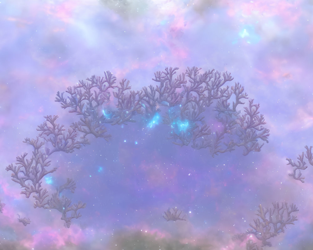Digital Artwork: Coral-like Structures in Pastel Nebula