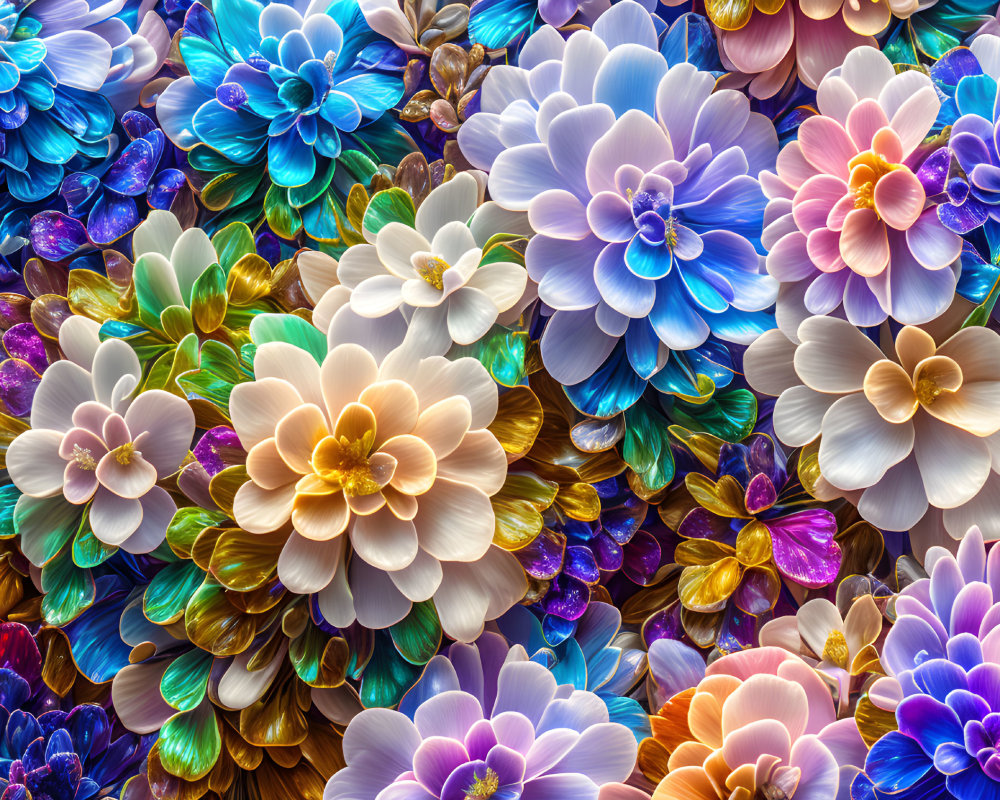 Colorful Dahlia Flower Cluster on Vibrant Floral Background