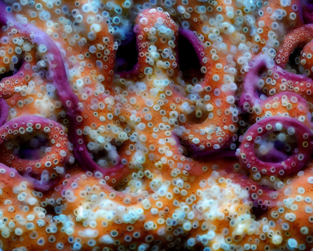 Vibrant octopus with detailed texture and suction cups.