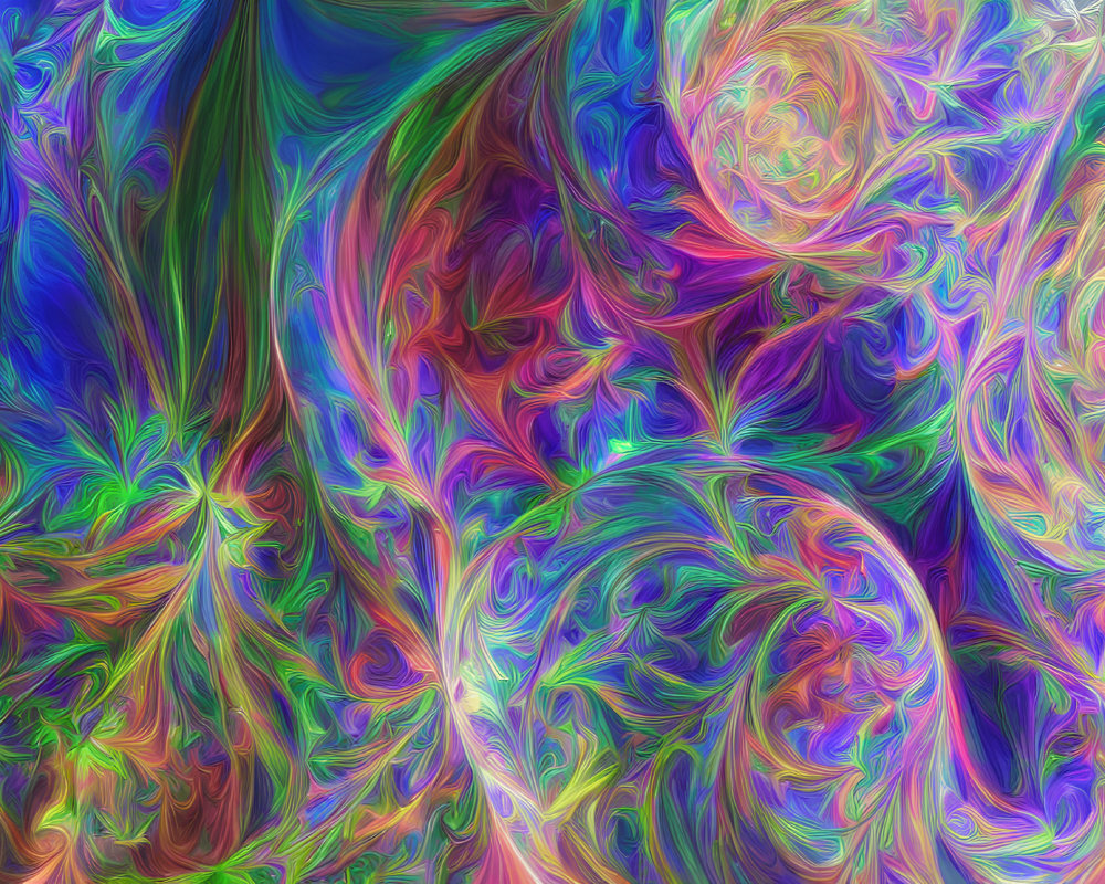 Colorful Abstract Art: Swirling Patterns in Blue, Purple, Green, and Pink